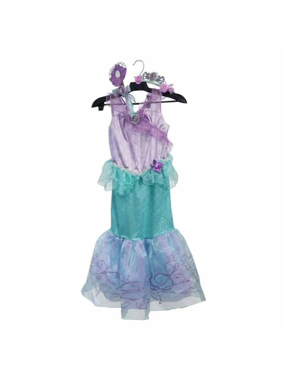 SET Disney Princess The Little Mermaid Costume Cosplay Wand Tiara Halloween